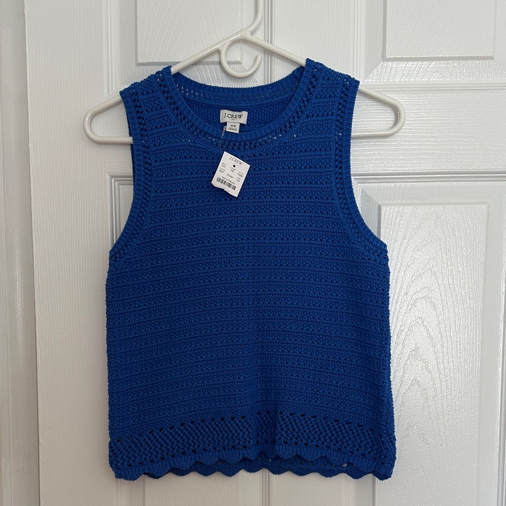 NWT J. Crew Factory Royal Blue Crochet Sleeveless Top